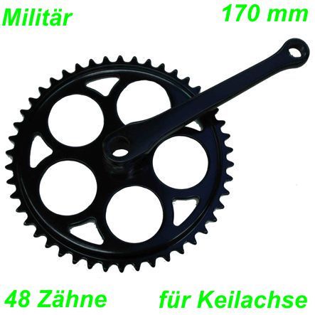 Militär Kettenrad Kurbel rechts schwarz 170 mm 48Z. 1/2 x 1/16