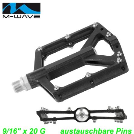 Pedalen Plattform M-Wave 9/16 x 20G CR-MO-Achse austauschbare Pins schwarz 313 g