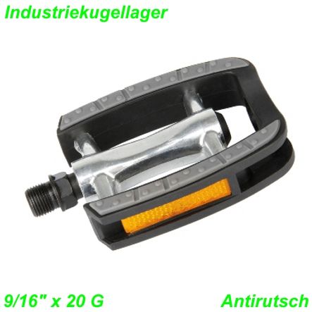 Pedalen VP 9/16 x 20G Kunsstoff Antirutsch/Sanbelag schwarz Industriekugell. per Paar