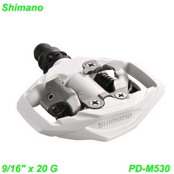 Shimano Pedalen Clipless PD-M530 SPD 9/16 x 20G mit cleat (SM-SH51) weiss
