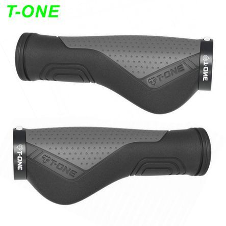Fahrrad Griff T-one Ripple Ergo Ø 22 x 130 mm schwarz/grau per Paar 1-Lock Sys.