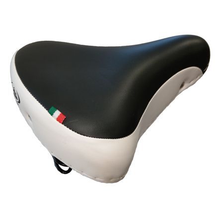 Sattel Monte Grappa retro style XL m. Federn schwarz/weiss