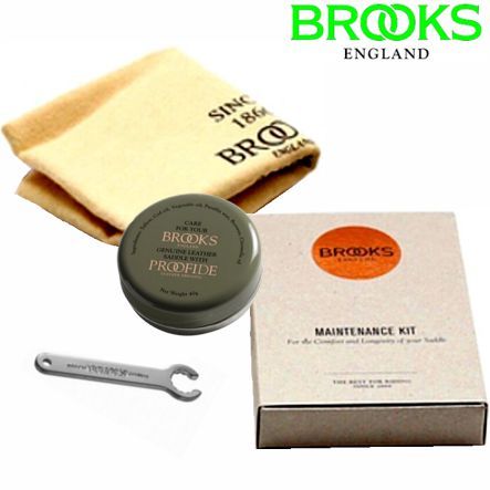 Brooks Sattel Pflege Set (Spannschlüssel Pflegemittel Pflegetuch)