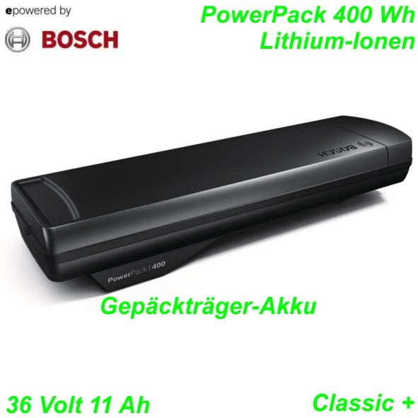 Bosch Gepäckträgerakku PowerPack 400Wh 36V 11Ah schwarz Li-Ionen