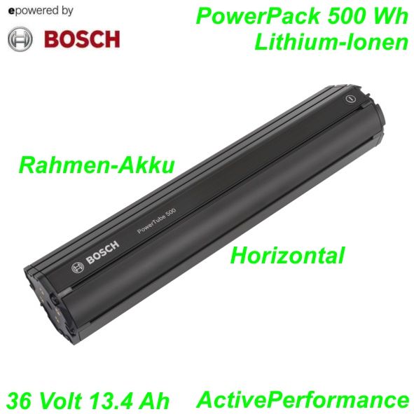 Bosch Rahmenakku PowerPack 500 W 36 V 13.4 Ah Horizontal schwarz Li-Ionen