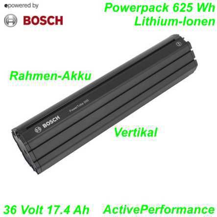 Bosch Rahmenakku PowerPack 625 W 36 V 17.4 Ah Vertikal schwarz Li-Ionen