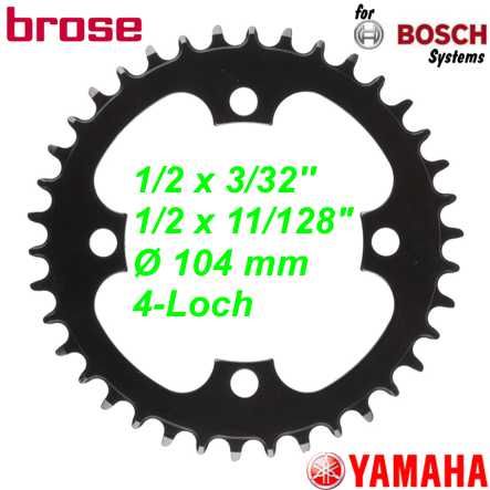 Kettenblatt 32 Zähne 4-L Ø104mm Bosch/Brose/Yamaha/Bafang