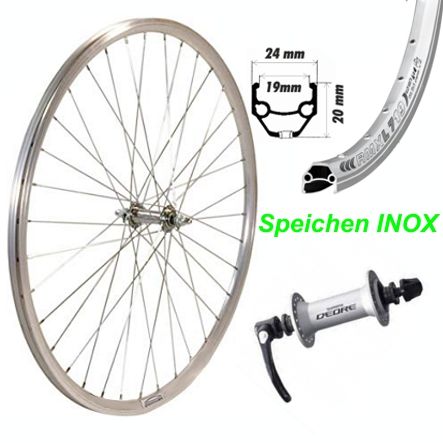 Vorderrad silber V-Brake 24x1.75 Felge/Speichen/Nabe silber mit Schnellspanner