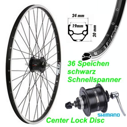 Vorderrad schwarz Center Lock Disc 27.5 DT 533d 32L Nabendynamo Felge/Speichen schwarz m. Schnellsp.