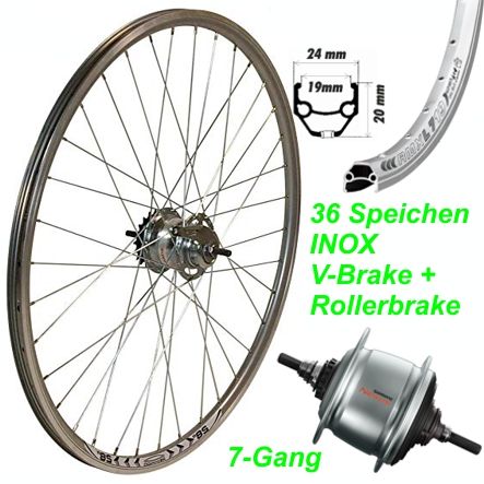 Hinterad Nexus 7G. silber 28 SG-C3001-7R 36L V-Brake / Rollerbrake