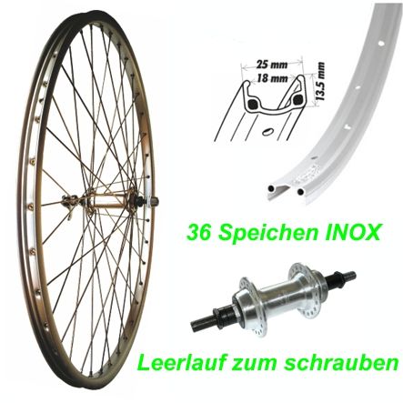 Hinterrad silber Felgenbremse 20 x 1.75  Leerlauf zum schrauben mit Muttern