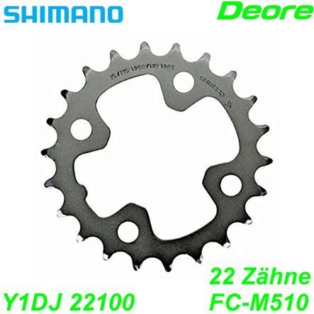 Shimano Kettenblatt 3x9-G. FC-M480 FC-M540 FC-M510 22 Z. Ø  64 silber Y1DJ 22100