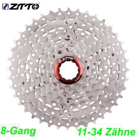 Kassette ZTTO 8-G 11-34 Zähne silber CS Shimano kompatibel