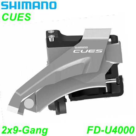 Shimano Umwerfer CUES FD-U4000 2x9/10-G. Top Swing 64-69° Schelle Ø 28.6/31.8/34.9 mm