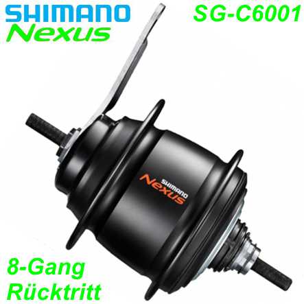 Shimano Getriebenabe NEXUS SG-C6001 8-Gang 32-Loch Rücktritt 135/184 mm schwarz