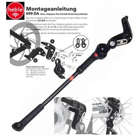 HEBIE Seitenständer AX618 E schwarz (AX-Set m. Disc-Adapter)