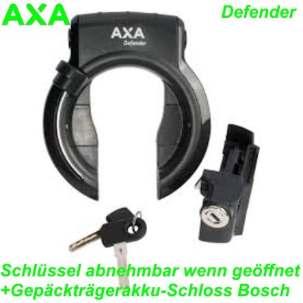 AXA Rahmenbügelschloss Defender RL Top-Befest. Gepäckträgerakku Schloss Bosch