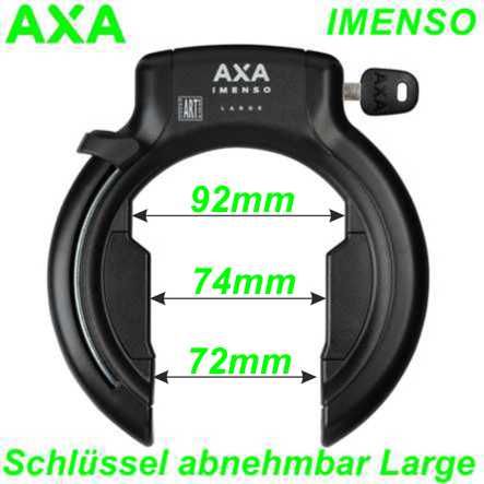 Rahmenschloss AXA imenso large 75 mm Schlüssel abziehbar schwarz