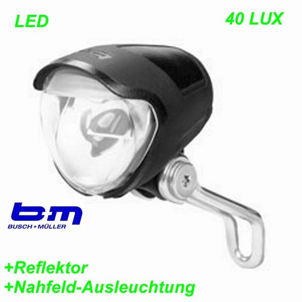 Scheinwerfer Lumotec IQ Avy N 40 Lux m. Schalter Rückstrahler/ab Nabendynamo