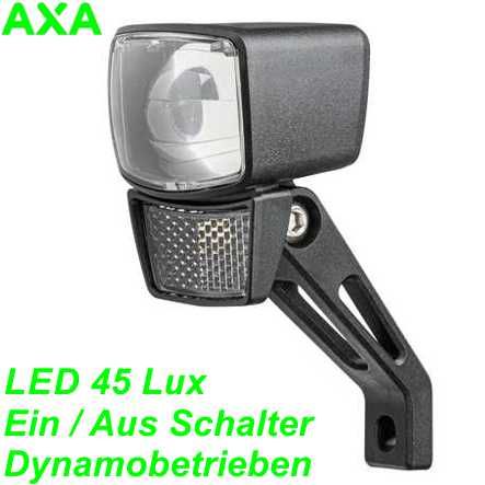 AXA Scheinwerfer NXT 45 Lux LED Stand.Schalter/Reflektor schwarz (Dynamo/Nabendynamo)