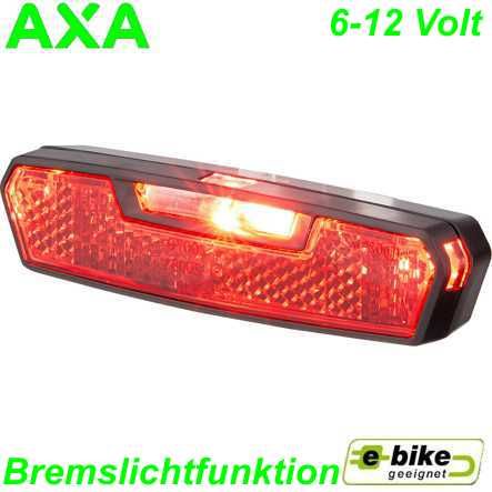 Rücklicht E-Bike Axa Juno 6-12V für Gepäckträger Bremslichtfunkt. 80mm