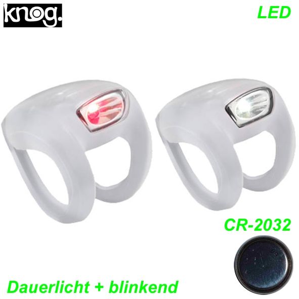 LED-Lichtset Knog-Frog Strobe Silicon. weiss