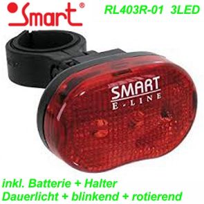 Smart Rücklicht RL403R-01 3 LED 3 Funkt. inkl. Halter  Batterie