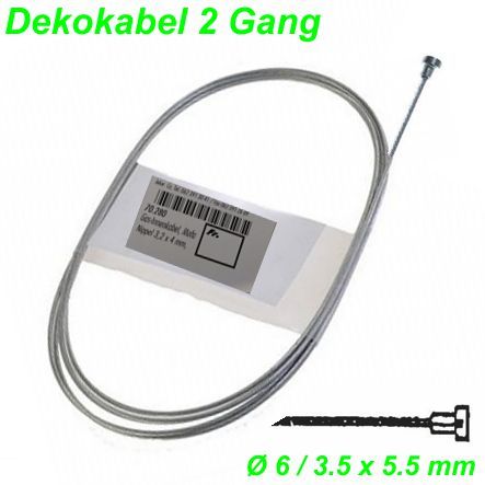 Dekokabel Sachs 2Gang Ø 6/3.5 x 5.5 mm 1.2 x 1400 mm Innenkabel