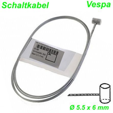 Schaltkabel Vespa Ø 5.5 x 6 mm Ø 1.5 x 2200 mm