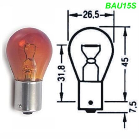Glühlampe BAU15S 12V 21W gelb