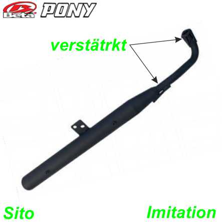 Auspuff Sito für Cilo Cross 512 u. Pony Cross 521 verstätrkt schwarz