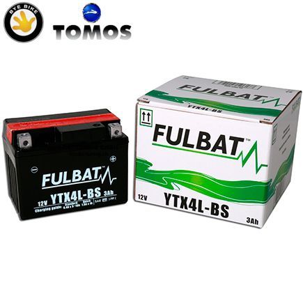 Batterie YTX4L BS 12V 3Ah L113xB70xH85mm TOMOS  m/Säurepaket