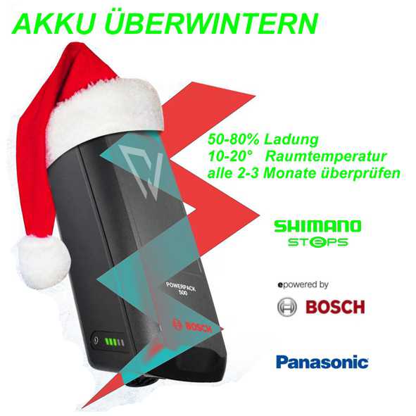 Akku Überwintern 50-80% Ladenung 10-20° Raumtemperatur alle 2-3 Monate prüfen