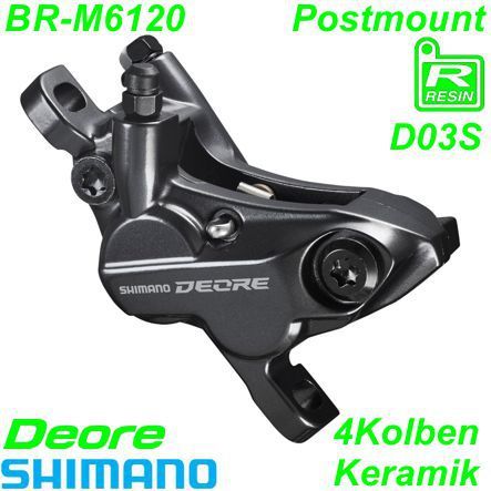 Shimano Bremssattel BR-M6120 Deore Resin vorne/hinten Postmount o/Lamellen
