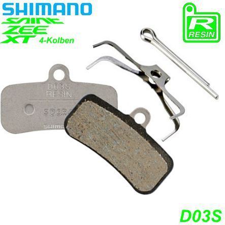 Shimano Bremsbeläge D03S Saint Resin mit Feder und Clip Paar Blister