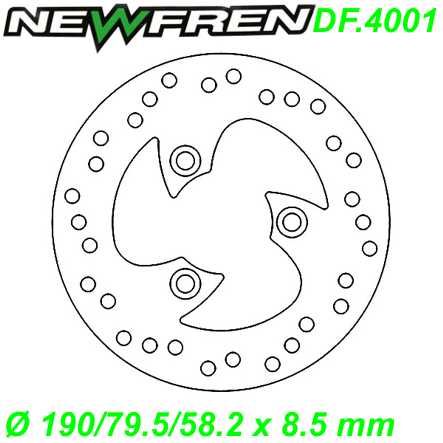 Bremsscheibe DF.4001-A Ø 190/79.5/58.2 x 8.5 mm Aprilia Beta Gilera Honda Malaguti Peugeot Piaggio