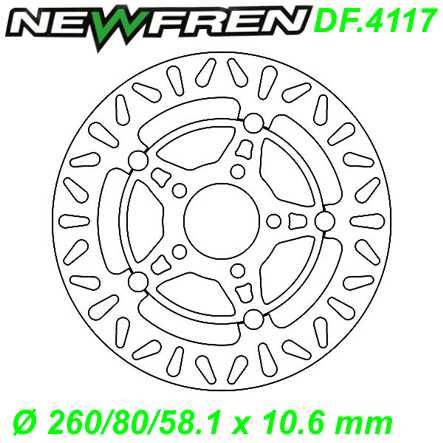 Bremsscheibe DF.4117-A Ø 260/80/58.1 x 10.6 mm KYMCO DOWNTOWN 300