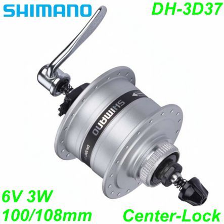 Shimano Nabendynamo DH-3D37 CenterLock 36-L 6V/3W silber 100/108mm