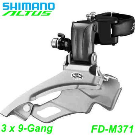 Shimano Umwerfer 9-G. FD-M371 Altus Triple Do-Sw Du-Pu 63-66° 28.6/31.8/34.9 Box