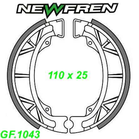 Bremsbacken NEWFREN GF.1043 110x25 mm Benelli Bye Bike Hercules Honda Kymco Peuget PGO Sym Yamaha