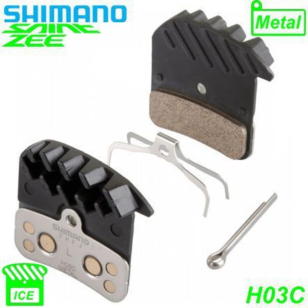 Shimano Bremsbeläge H03C Saint Metall mit Lamellen mit Feder und Clip Blister