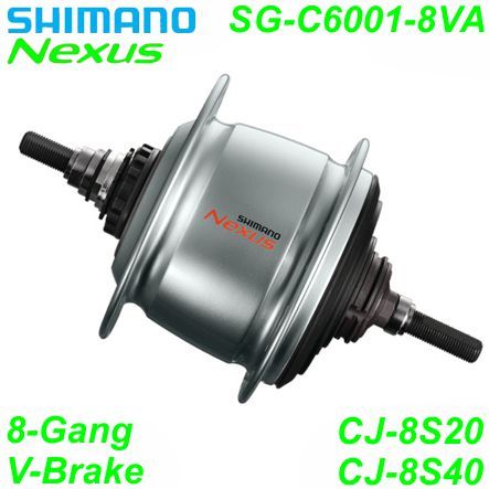 Shimano Getriebenabe Nexus 8-G. SG-C6001-8VA 36-L V-Brake 132/184 mm