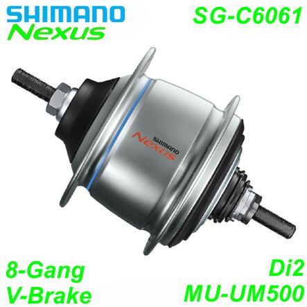 Shimano Getriebenabe Nexus 8-G. SG-C6061-8V Di2 36-L V-Brake silber 135/187 mm