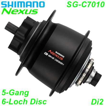 Shimano Getriebenabe NEXUS SG-C7010 5-Gang 32-Loch 148 mm 6-Loch Disc schwarz