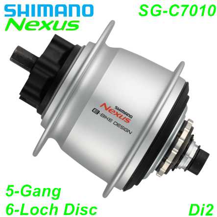 Shimano Getriebenabe NEXUS SG-C7010 5-Gang 32-Loch 148 mm 6-Loch Disc silber