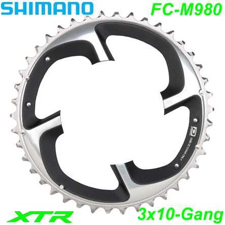 Shimano Kettenblatt 3x10-G. FC-M980 42 Z. Ø 104 XTR silber-schwarz Y1LR98010
